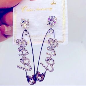 Earrings Crystal Love Pierced. High Quality!!